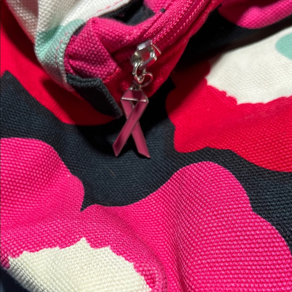 Marimekko Breast cancer Pink and Black Floral Tote Bag - Picture 2 of 2
